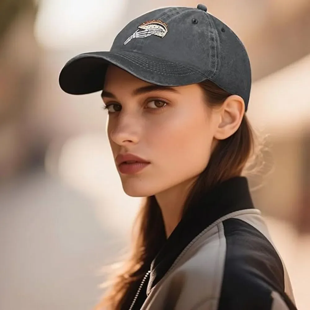 Unisex Black 100% Cotton Taco Skull Embroidery Adjustable Classic Baseball Caps